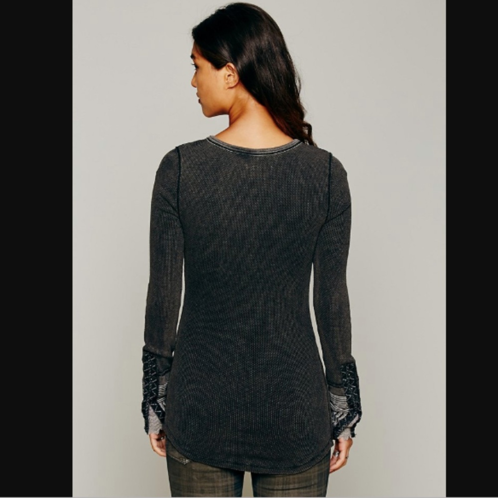 We The Free Kyoto Cuff Thermal Black Top Shirt Tee - Picture 3 of 8